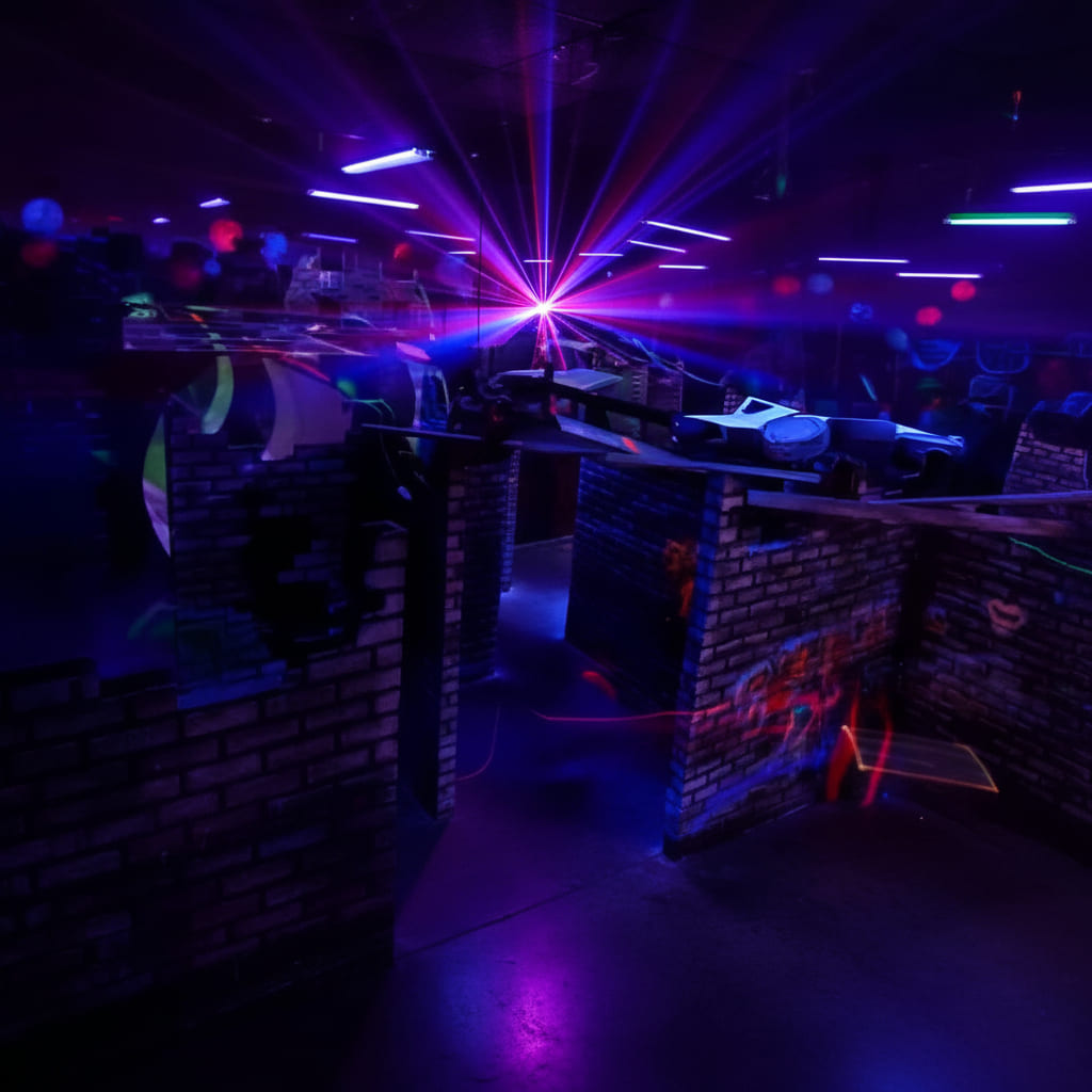 Salle de laser game Laser13 à Voglans, labyrinthe sur deux niveaux